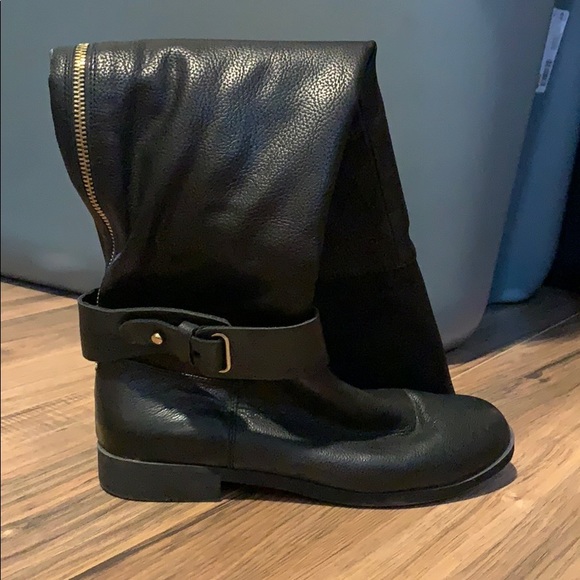 Black Faux Leather Over the Knee Boots - Picture 3 of 5